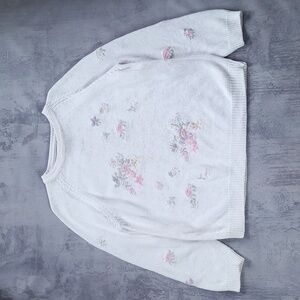 Vintage Floral Sewin White Oaks London Crewneck Knitted By Hand